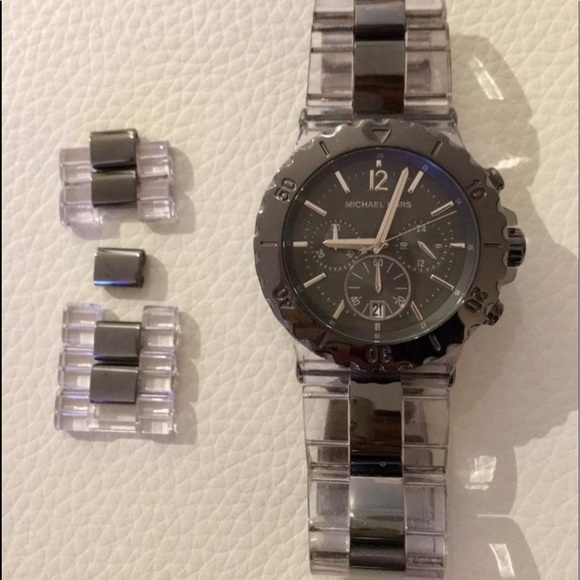 Gray and Clear Acrylic Oversized Chronograph Watch - Picture 2 of 10